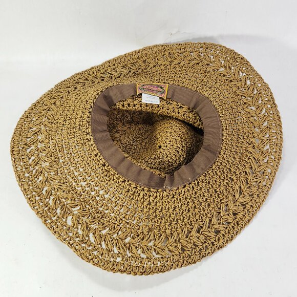 Scala Collection Wm Brown Paper Braid Nylon Woven Sun Hat Wide Brim Packable OS - Picture 13 of 14
